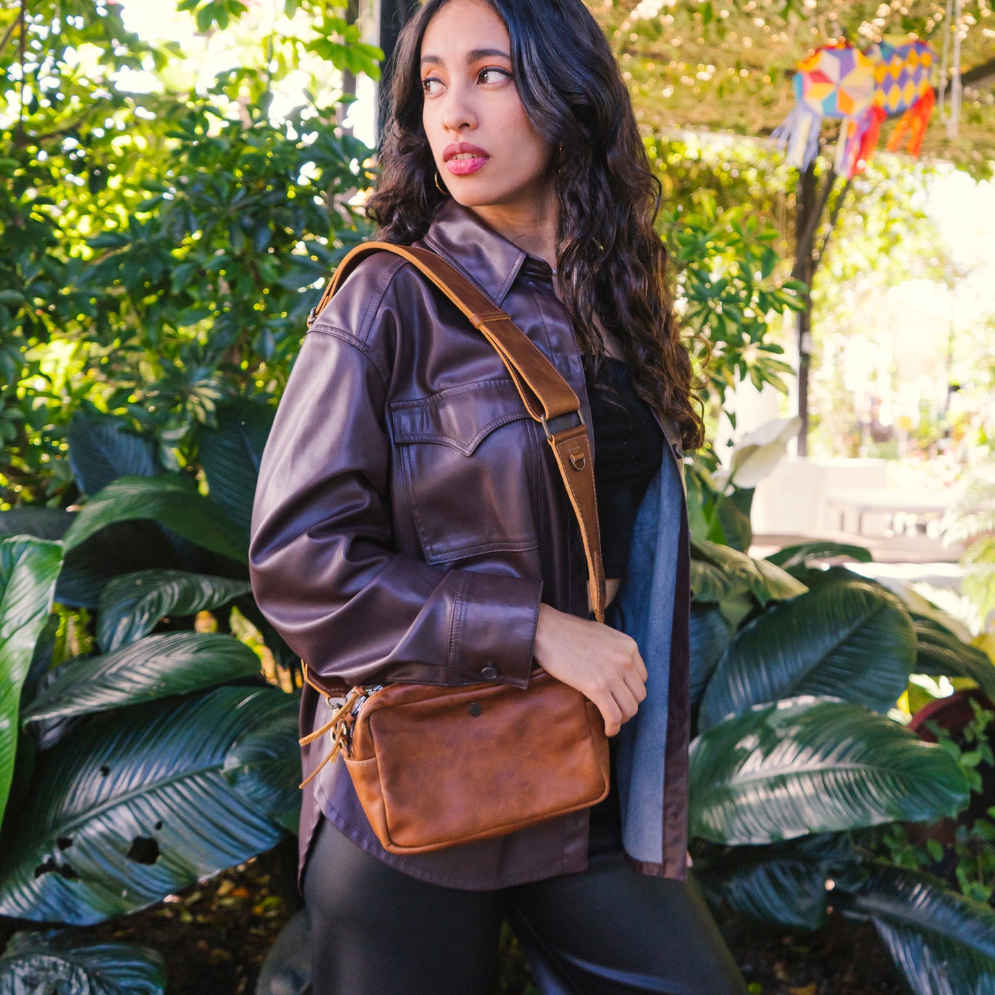 WANDER CROSSBODY BAG + WIDE ADJUSTABLE STRAP SET - FULL LEATHER - CAFE