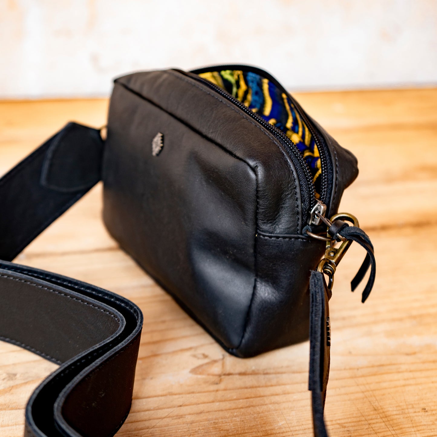 WANDER CROSSBODY BAG + WIDE ADJUSTABLE STRAP SET - FULL LEATHER - BLACK