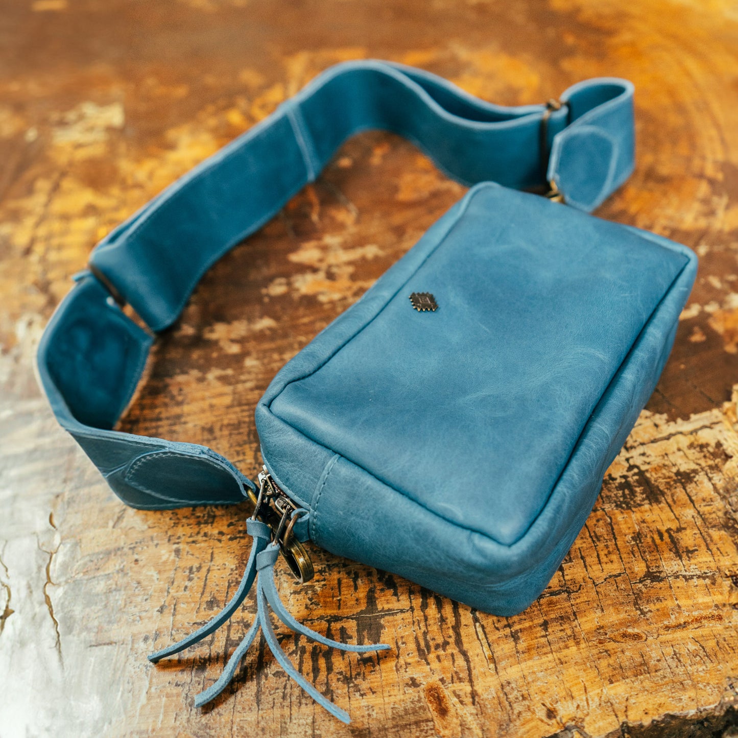 WANDER CROSSBODY BAG + STRAP SET - FULL LEATHER - CERULEAN