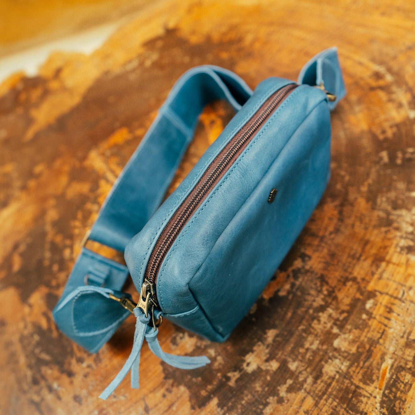 WANDER CROSSBODY BAG + STRAP SET - FULL LEATHER - CERULEAN