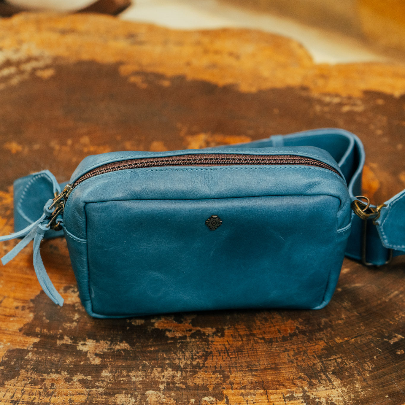 WANDER CROSSBODY BAG + STRAP SET - FULL LEATHER - CERULEAN