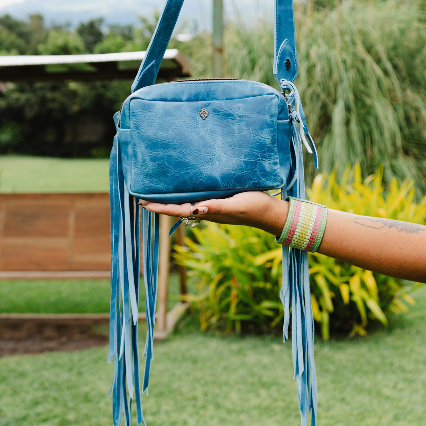 WANDER CROSSBODY BAG + STRAP SET - FULL LEATHER - CERULEAN