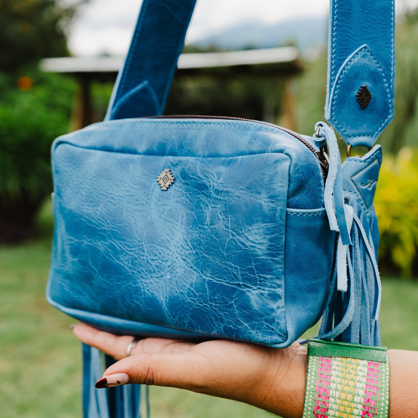 WANDER CROSSBODY BAG + STRAP SET - FULL LEATHER - CERULEAN