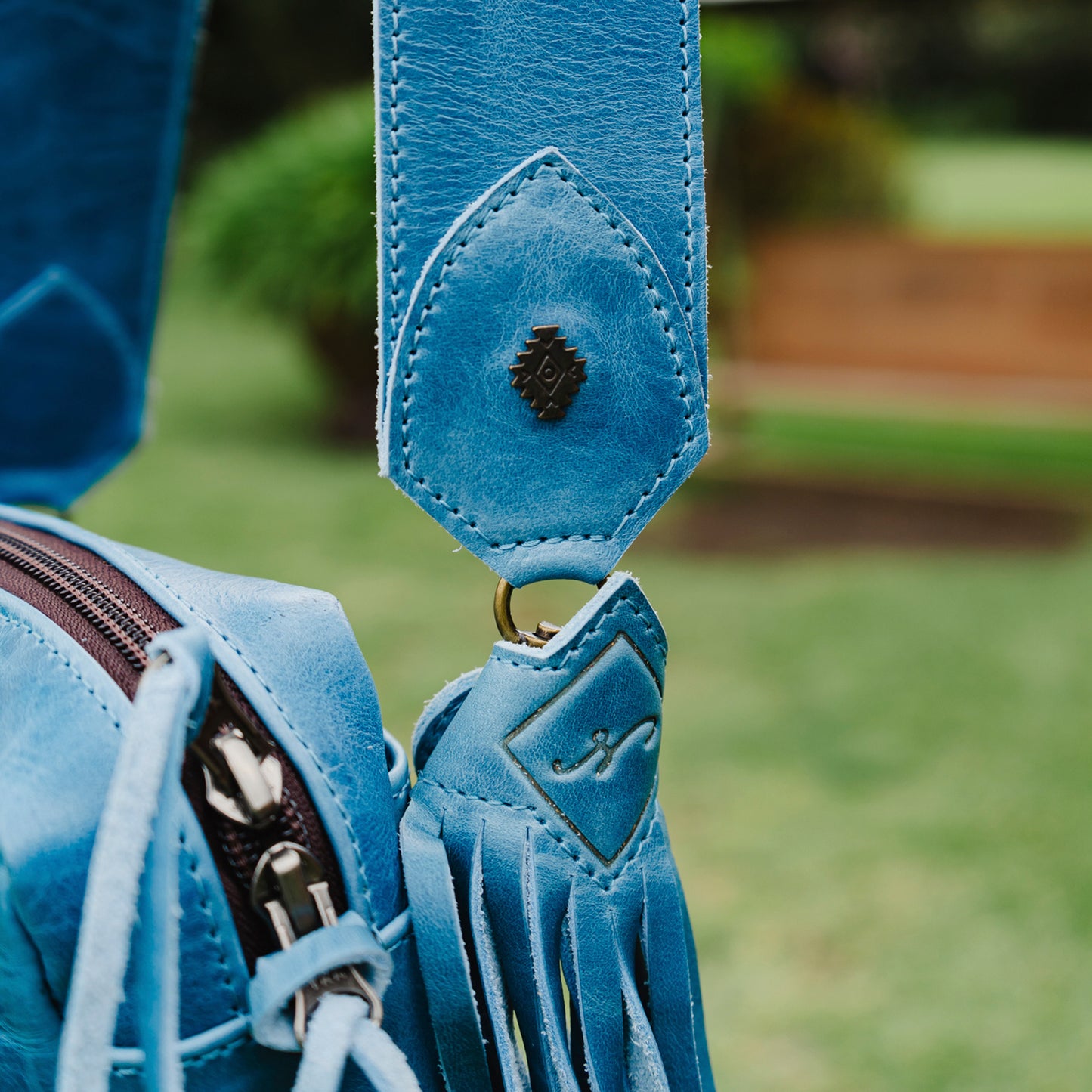 WANDER CROSSBODY BAG + STRAP SET - FULL LEATHER - CERULEAN