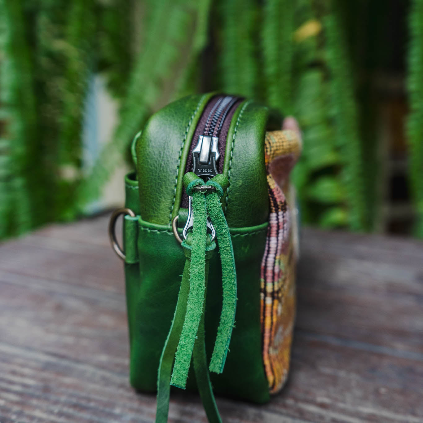 WANDER CROSSBODY BAG + STRAP SET - OOAK HUIPIL WITH JADE HEART - EMERALD - NO. 15250