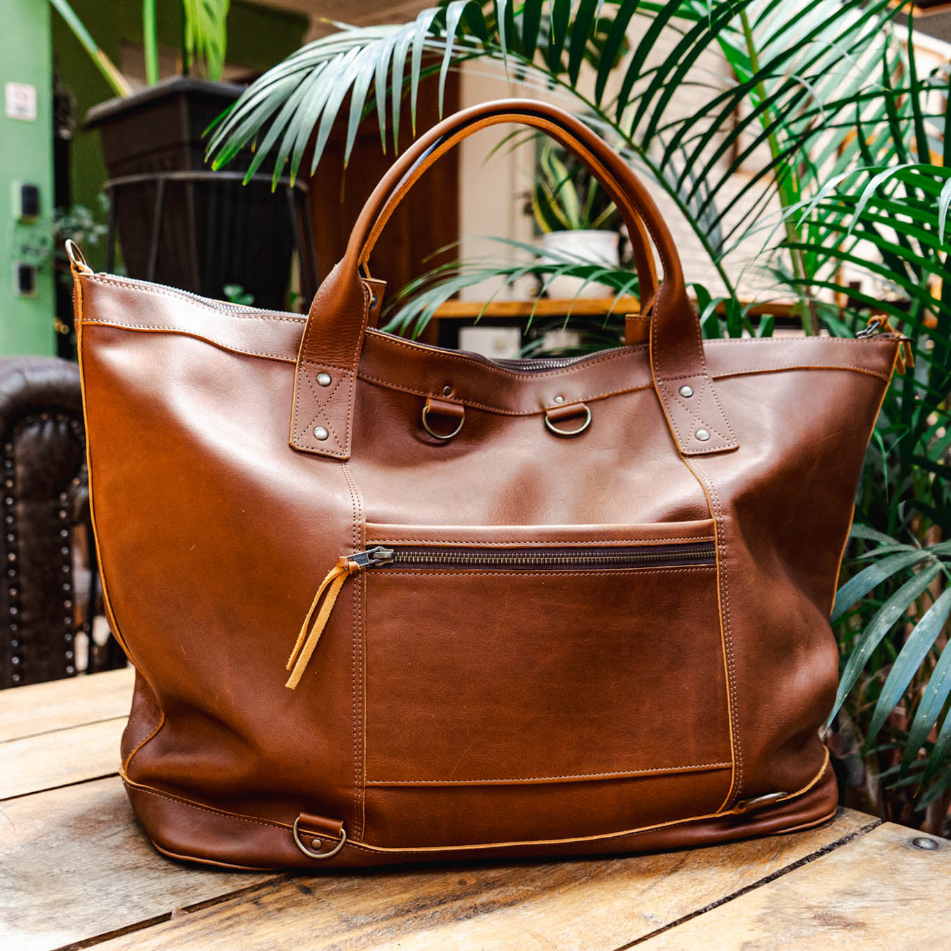 UPDATED PERFECT WEEKENDER - FULL LEATHER - CAFE