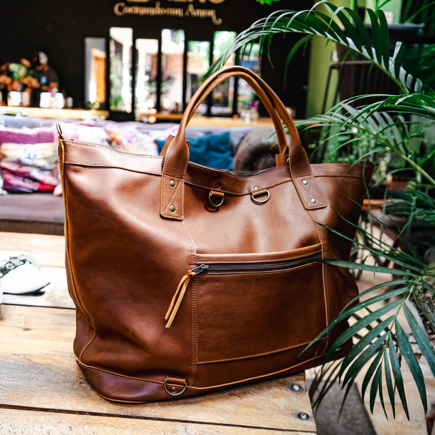 UPDATED PERFECT WEEKENDER - FULL LEATHER - CAFE