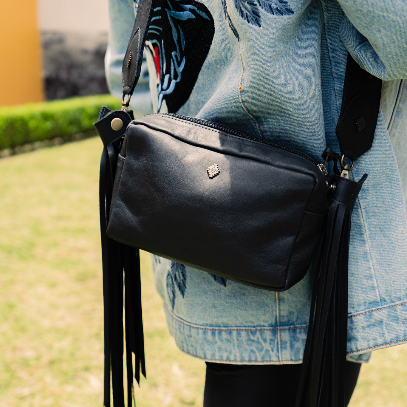 WANDER CROSSBODY BAG + STRAP SET - FULL LEATHER - BLACK