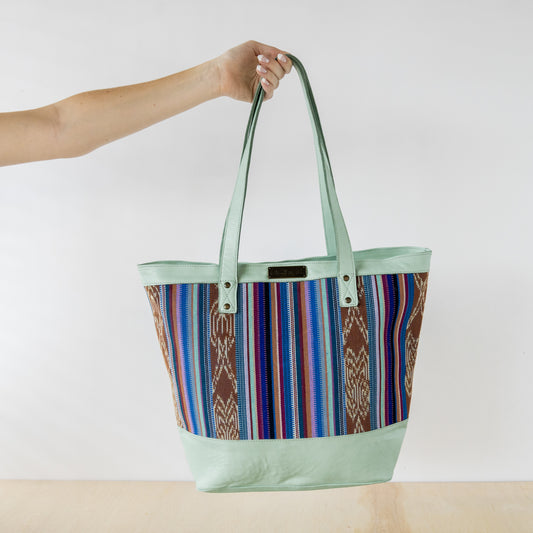 CESTA TOTE - ARTISAN COLLECTION - WATER LILY - MINT LEATHER