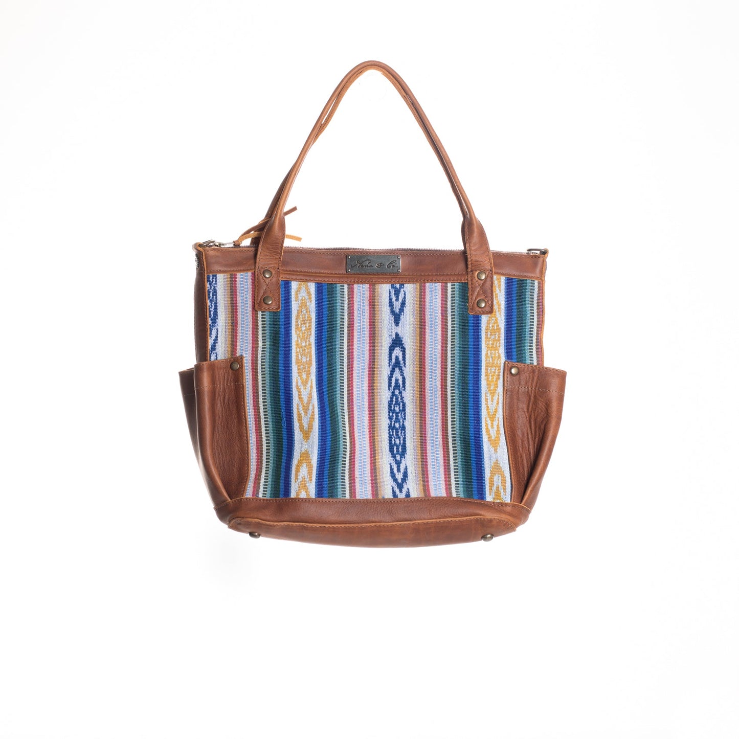 THE PERFECT BAG MEDIUM - ARTISAN COLLECTION - DUNA AZUL - CAFE LEATHER