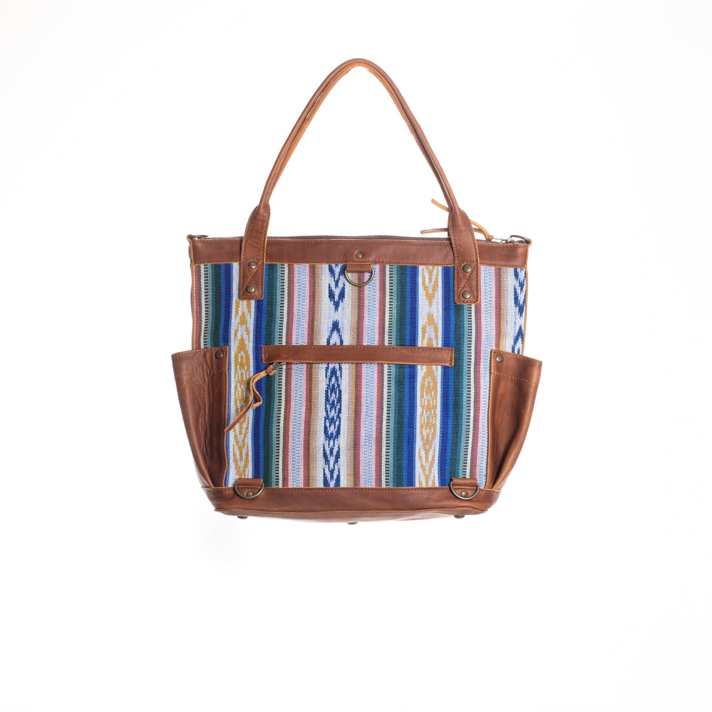 THE PERFECT BAG MEDIUM - ARTISAN COLLECTION - DUNA AZUL - CAFE LEATHER