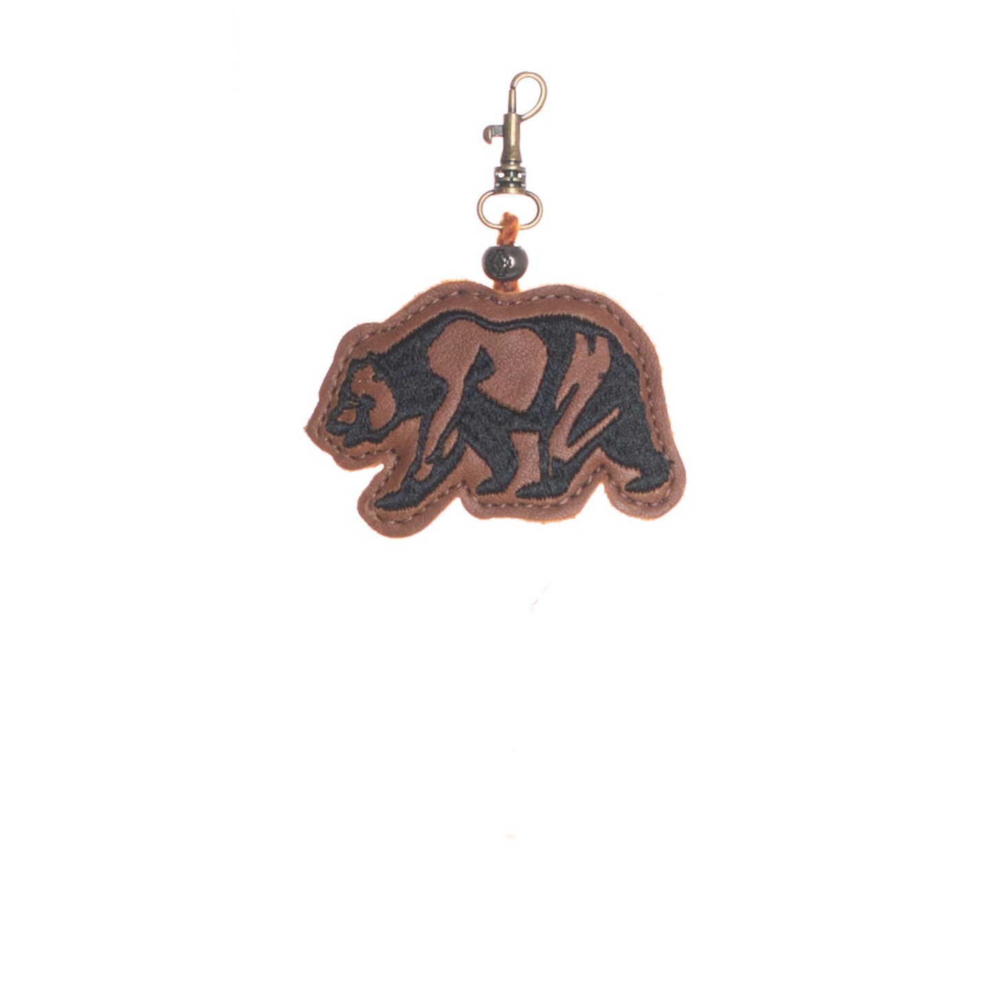 EMBROIDERED CALIFORNIA BEAR CHARM - LEATHER CHARM