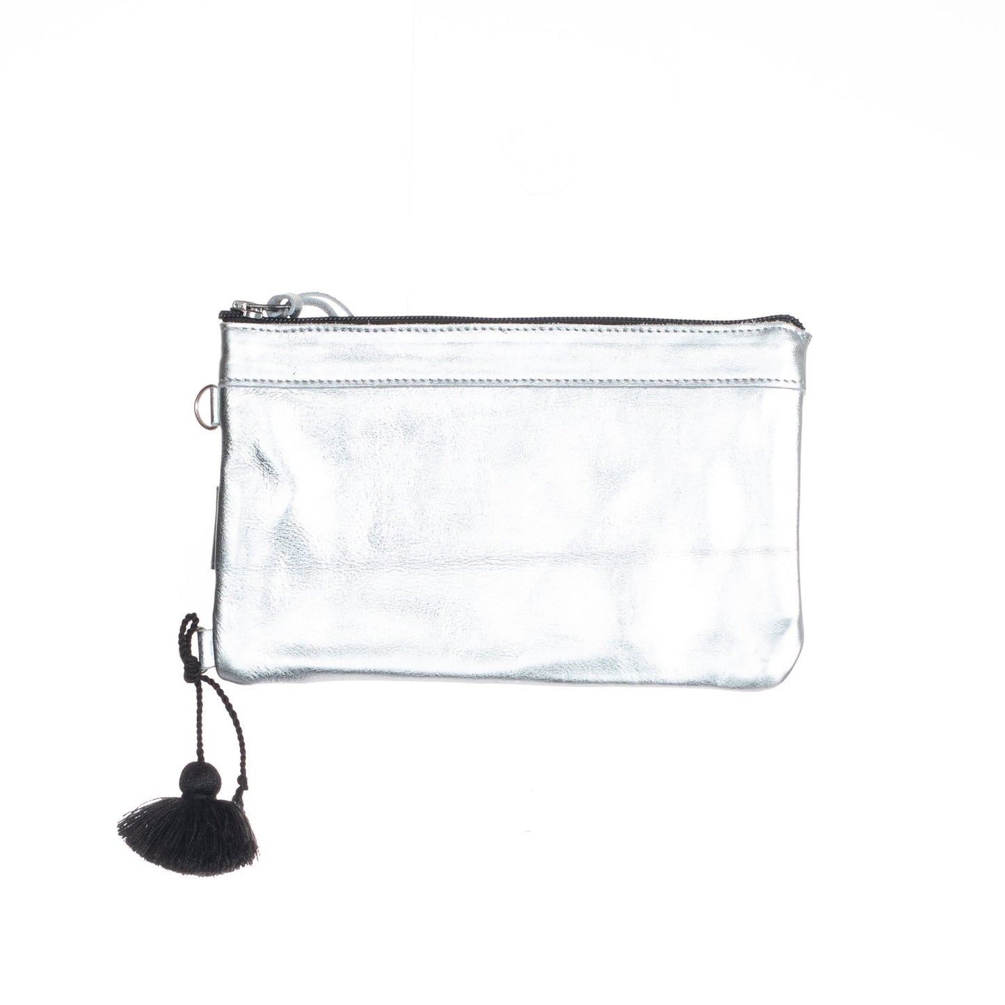 EVERYTHING CLUTCH - FULL LEATHER - METALLIC SILVER