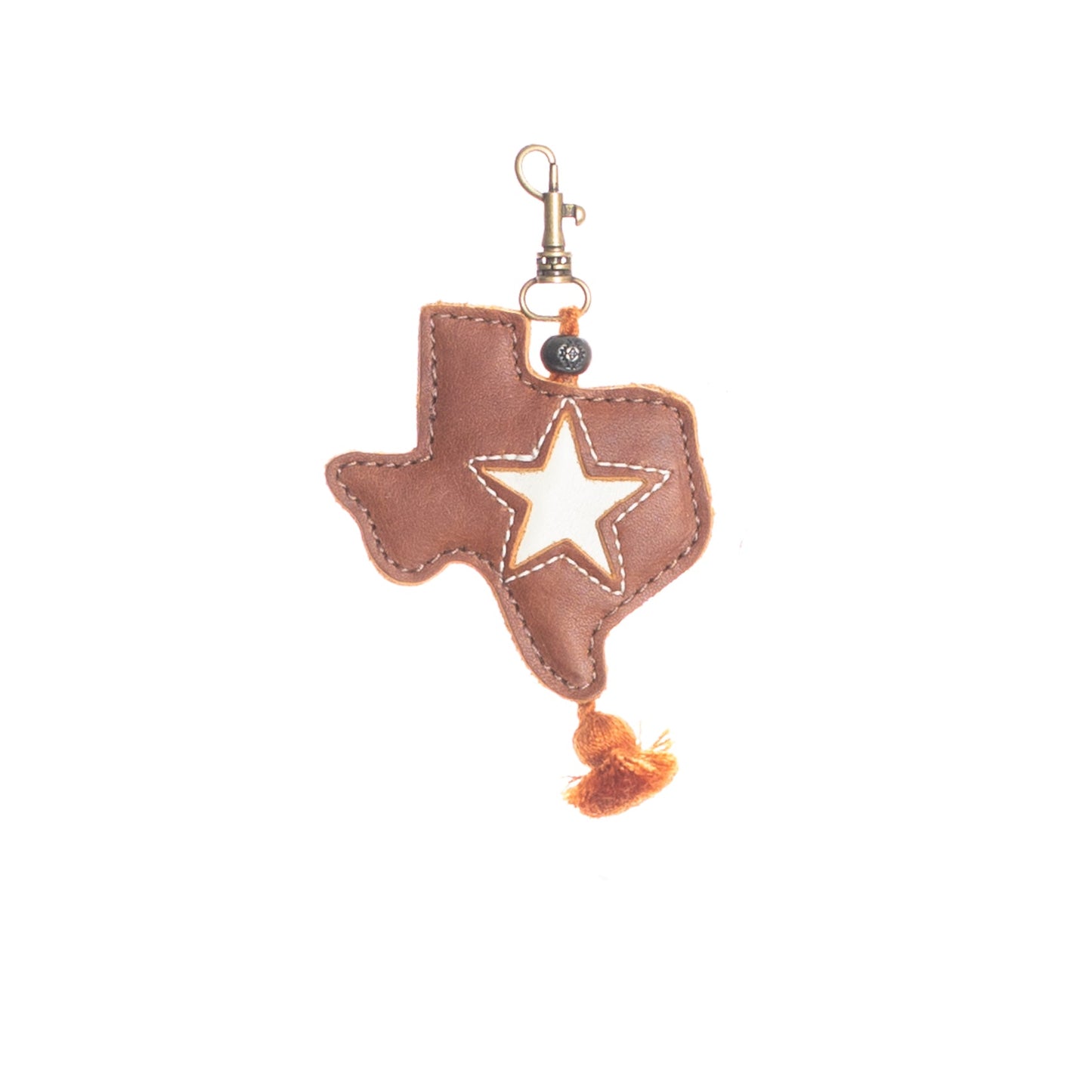 TEXAS STAR - LEATHER CHARM WITH TASSEL - CAFE & BONE